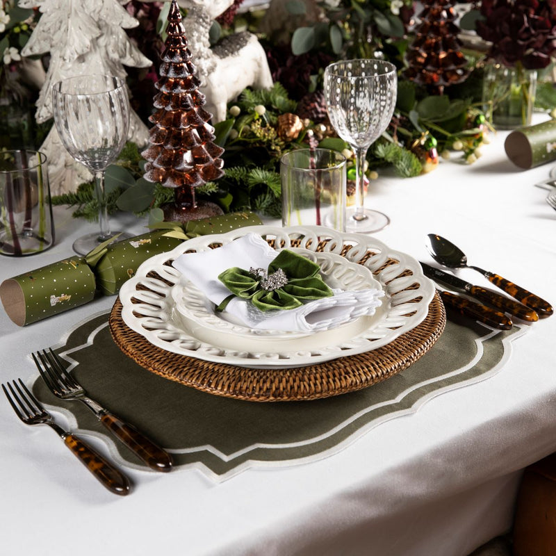 Set of Four Rattan Charger Plates - Brown