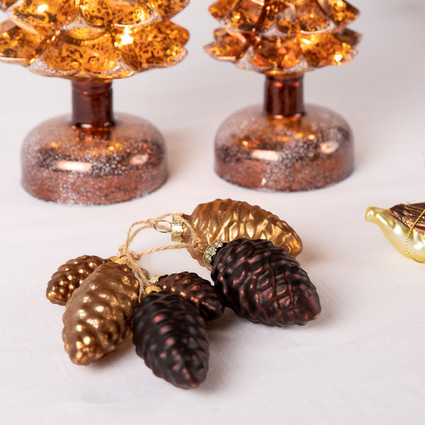 Amber & Copper Pinecone Decorations