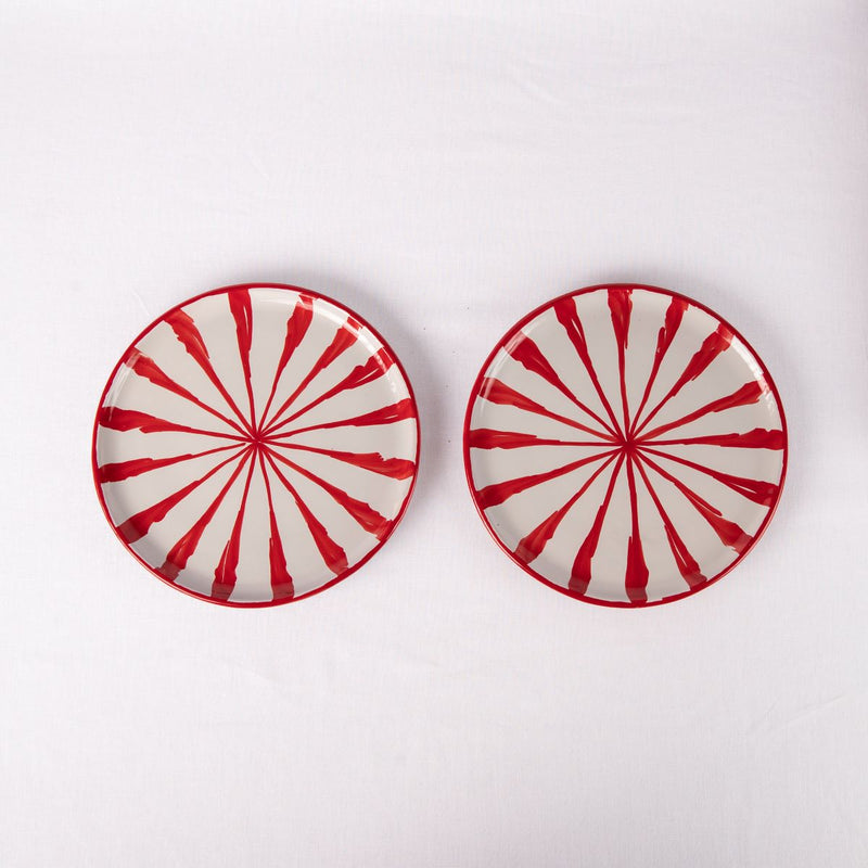 Red Candy Cane Ceramic Salad Plates