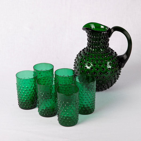 Hobnail Glasses Dark Green - Set of 6