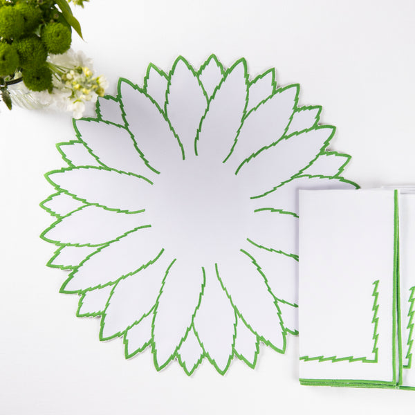 White & Green Abacaxi Napkins - Set of Four