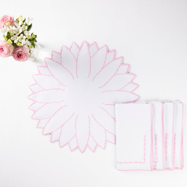 White & Pink Abacaxi Napkins - Set of Four