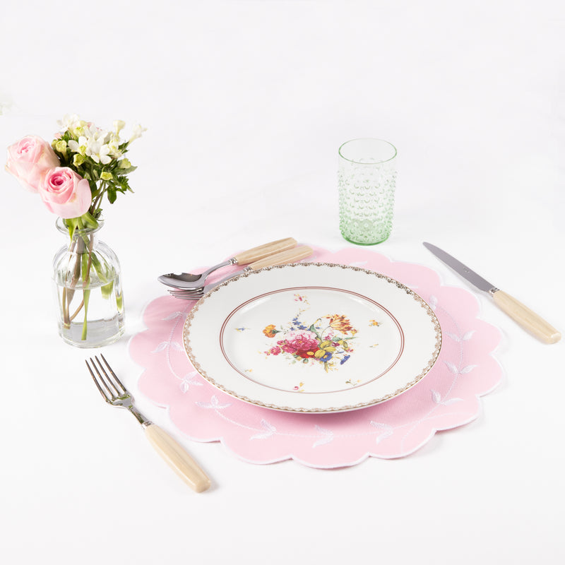 Set of Six Rose Dinner Plates
