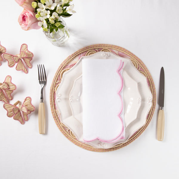 White Scalloped Edge Napkins - Set of Four