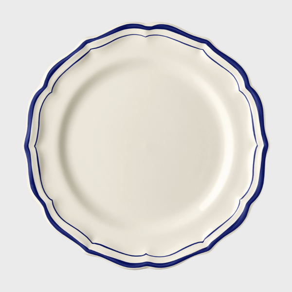 Gien Cobalt Scallop Edge Dinner Plate