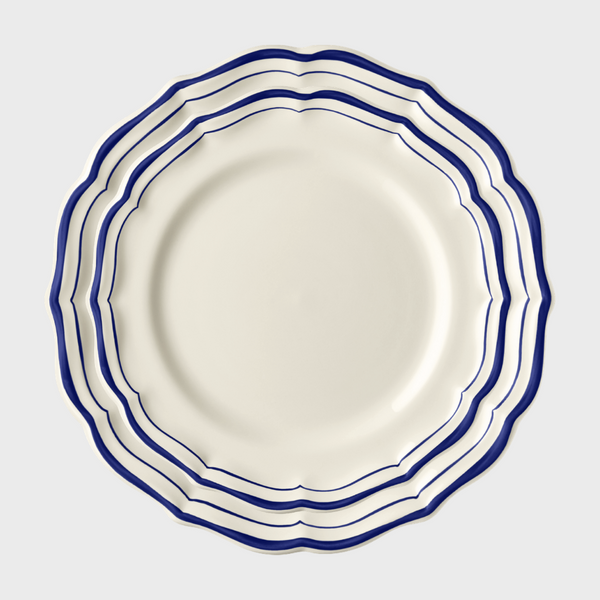 Gien Cobalt Scallop Edge Dessert Plate