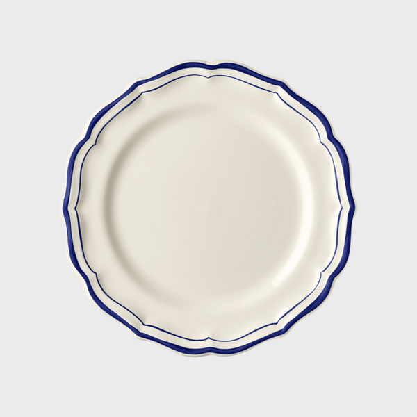 Gien Cobalt Scallop Edge Dessert Plate