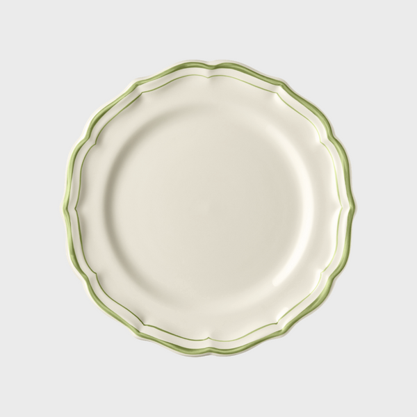 Gien Green Scallop Edge Dessert/Side Plate