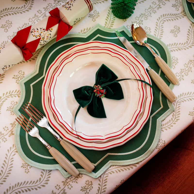 Gien Red Scallop Edge Dinner Plate