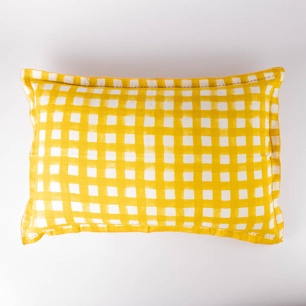 Gingham Mustard Cushion