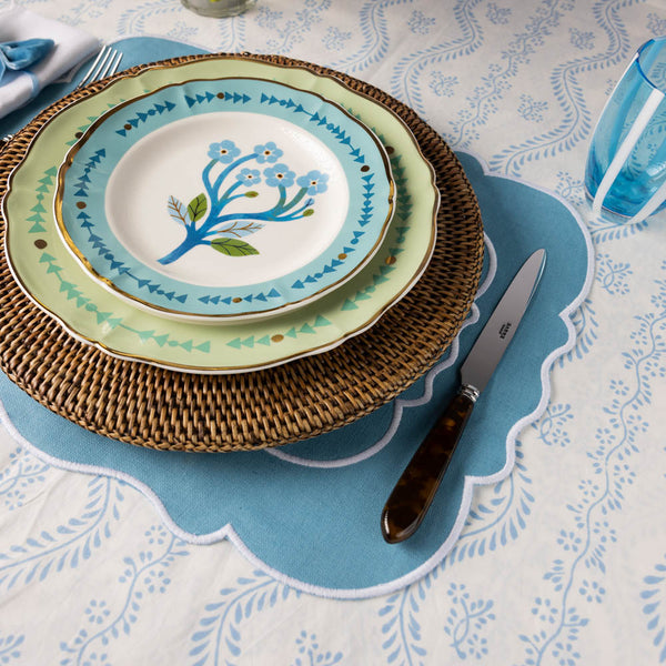 Blue Ruffled Edge Tablecloth