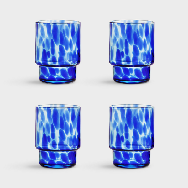 Tortoiseshell Glasses Blue Set of 4