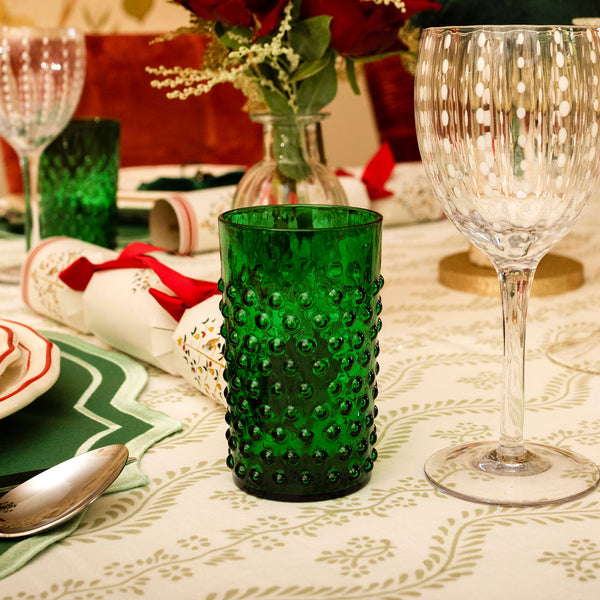 Hobnail Glasses Dark Green - Set of 6