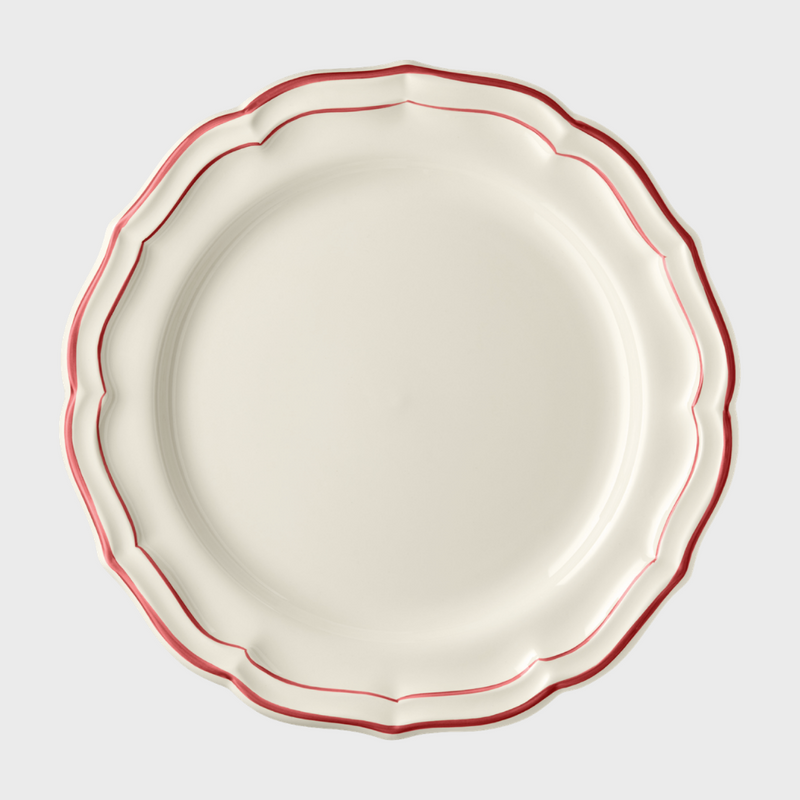 Gien Red Scallop Edge Dinner Plate