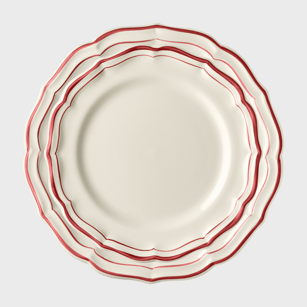 Gien Red Scallop Edge Dessert/Side Plate