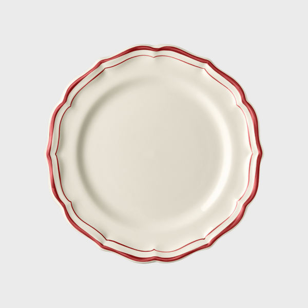 Gien Red Scallop Edge Dessert/Side Plate
